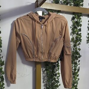 Light Brown Cropped Utility Jacket